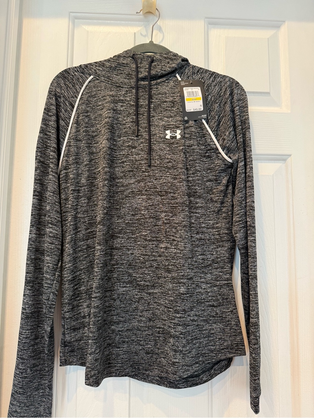 Under Armour Black/Gray Heather Pullover Hoodie with White Logo